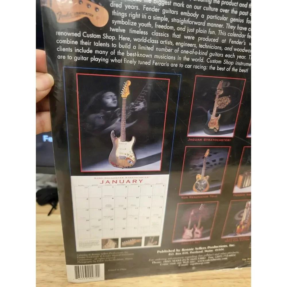 2002 Fender Custom Shop Guitar Calendar SEALED 12x12in